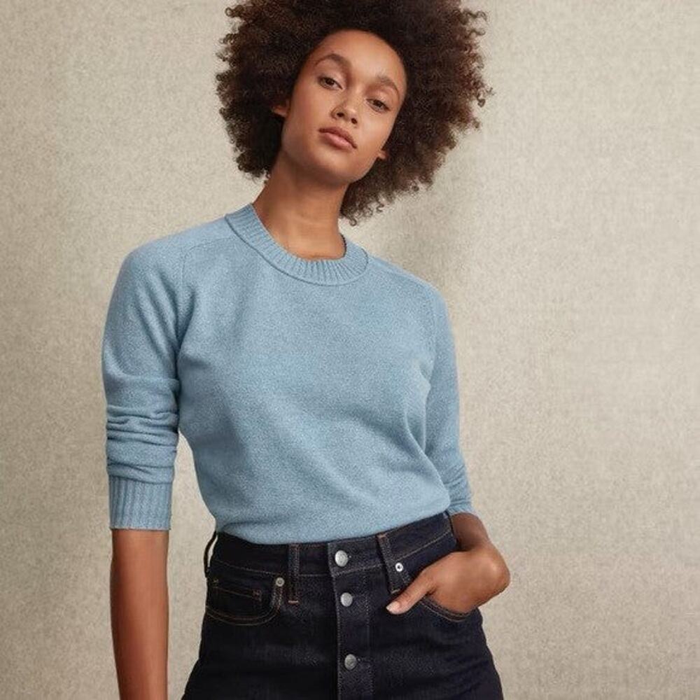 Everlane The Recashmere Vintage Crew Heathered Aqua - S